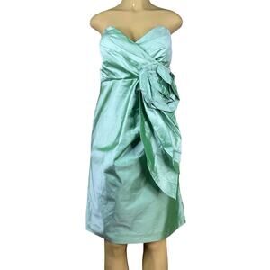 Eliza J New York Missy 100% Silk Strapless Dress Jade Green Size 12 NWT